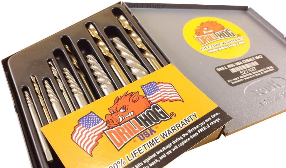 Drill Hog® 10 Piece Cobalt M42 Left Hand Drill Bit Set