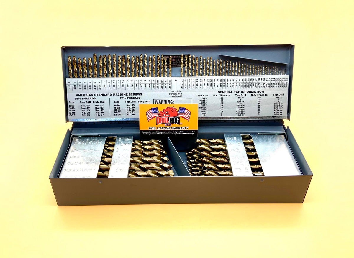 115 Pc Cobalt M42 Drill Bit Index Letter Number Drill Hog® Lifetime Wa