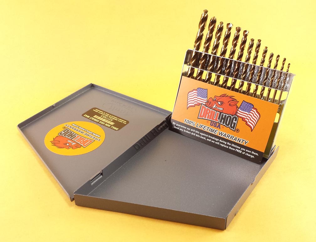 Jeu De 37 Forets Cobalt Drill Hog® M42 - Du 1/16 à 1 Pouce, Garantie à Vie, USA