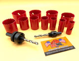 14 Piece Hole Saw Kit Hole Cutter Set BI-METAL HSS Holesaw Kit Drill Hog®