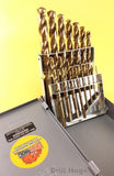 15 Pc Cobalt M42 Drill Bit Set HSSCO Drills M-42 Index Bits Lifetime Warranty