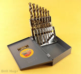 15 Pc Cobalt M42 Drill Bit Set HSSCO Drills M-42 Index Bits Lifetime Warranty