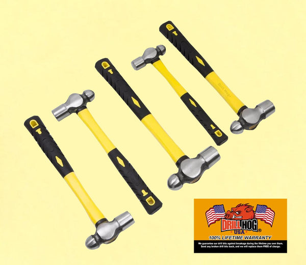 Drill Hog® Ball Peen Hammer Set 5 Pieces Lifetime Warranty