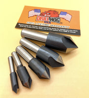 5 Pc Countersink Set 1/4, 3/8, 1/2, 5/8, 3/4 Reamer 3 Flute Cobalt Drill Hog USA