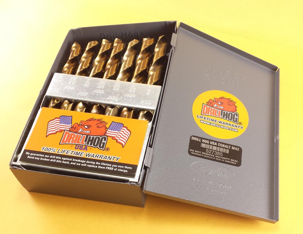 Drill Hog USA M42 Cobalt Drill Bit Set - 3/16", 7/32", 1/4" (2 Each) - HSSCO - Lifetime Warranty