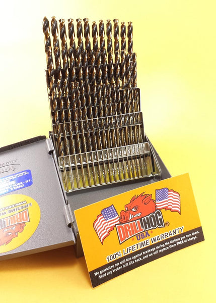 Drill Hog® 21 Piece Jr Drill Bit Set - Niobium Left Hand Reverse - Lifetime Warranty