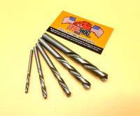 Drill Hog® 5 Pc Left Handed Drill Bit Set Niobium Nb41 with Free Cutting Oil Sample