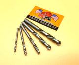 Drill Hog® 5 Pc Left Handed Drill Bit Set Niobium Nb41 with Free Cutting Oil Sample