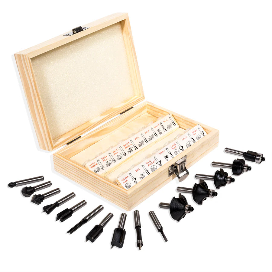 Drill Router Kit Drill Hog® 15 Piece Super Premium Carbide Router Bit Set Lifetime Warr