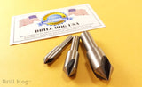 3 Pc Countersink Set 1/4", 3/8", 1/2" Reamer 3 Flute Cobalt 82° Drill Hog USA