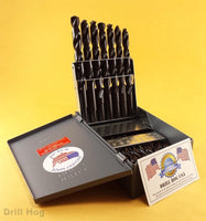 Drill Hog 29 Pc Drill Bit Set Reduced Shank 1/16-1/2 Pig Steel Lifetime Warranty