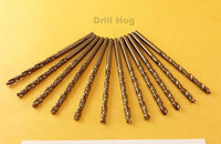 12-Pack 19/64" Cobalt Drill Bits By Drill Hog USA - M42 Steel With Lifetime Warranty