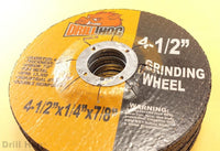 4-1/2" x 7/8 x 1/4 Grinding DIsc 4.5" Grinding Wheel Metal Drill Hog USA 10 Pack