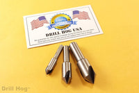 3 Pc Countersink Set 1/4", 3/8", 1/2" Reamer 3 Flute Cobalt 82° Drill Hog USA