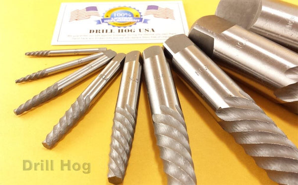 Drill Hog 12-Piece Screw Extractor Set – Straight & Spiral Easy Outs – Lifetime Warranty