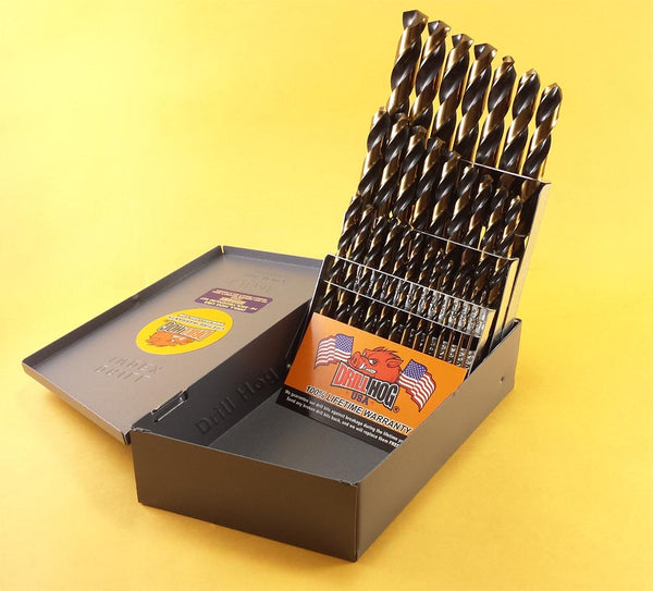 Drill Hog® 29 Pc HI-Molybdenum M7 Drill Bit Set Drill Bits Lifetime Warranty